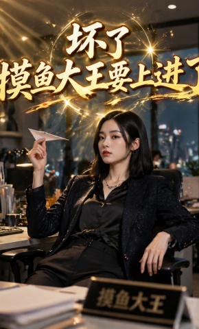 短剧《坏了摸鱼大王要上进了》海报