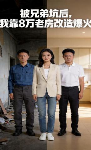 短剧《被兄弟坑后，我靠8万老房改造爆火》海报
