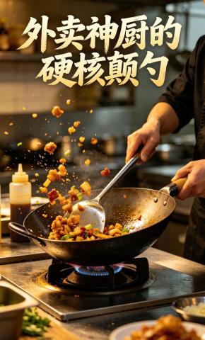 短剧《外卖神厨的硬核颠勺》海报