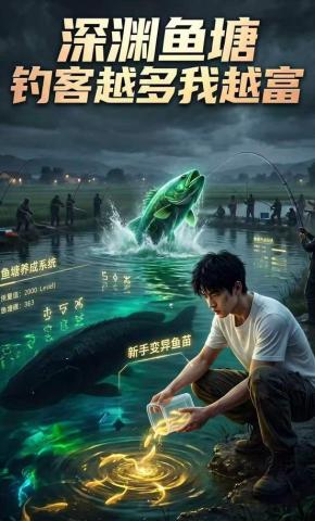 短剧《深渊鱼塘：钓客越多我越富》海报