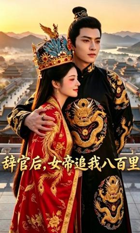 短剧《辞官后，女帝追我八百里》海报