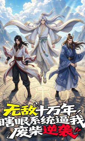 短剧《无敌十万年，瞎眼系统逼我废柴逆袭》海报