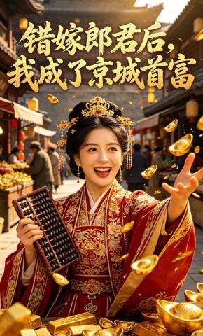 短剧《错嫁郎君后，我成了京城首富》海报