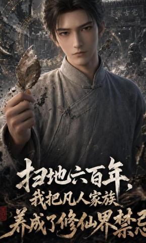短剧《扫地六百年，我把凡人家族养成了修仙界禁忌》海报