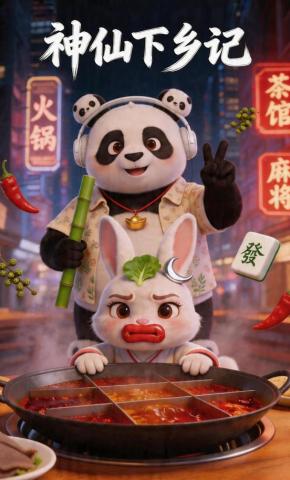 短剧《神仙下乡记》海报