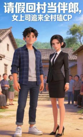 短剧《请假回村当伴郎，女上司追来全村磕CP》海报