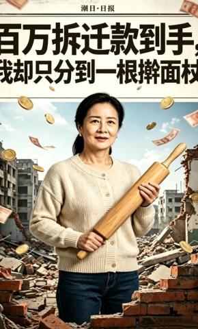 短剧《百万拆迁款到手，我却只分到一根擀面杖》海报