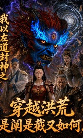 短剧《我以左道封神之穿越洪荒，是阐是截又如何！》海报