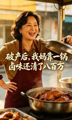 短剧《破产后，我妈靠一锅卤味还清了八百万》海报