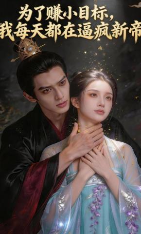 短剧《为了赚小目标，我每天都在逼疯新帝》海报