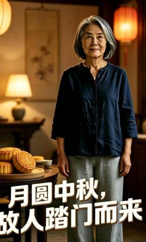短剧《月圆中秋，故人踏门而来》海报