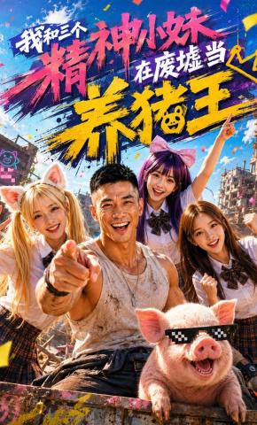短剧《我和三个精神小妹在废墟当养猪王》海报