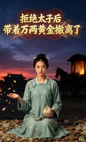 短剧《拒绝太子后，带着万两黄金撤离了》海报