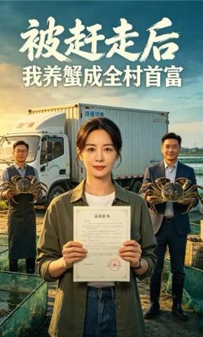 短剧《被赶走后，我养蟹成全村首富》海报
