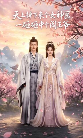 短剧《天上掉下来个女神医，一砸砸中个阎王爷》海报