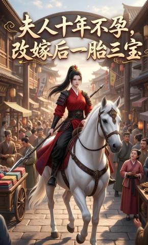 短剧《夫人十年，不孕改嫁后一胎三宝！》海报