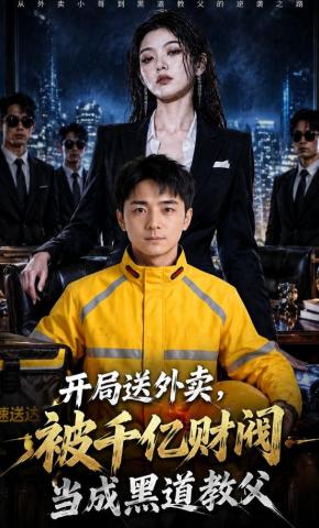 短剧《开局送外卖，被千亿财阀当成黑道教父》海报