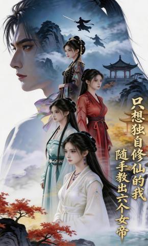短剧《只想独自修仙的我，随手教出六个女帝》海报