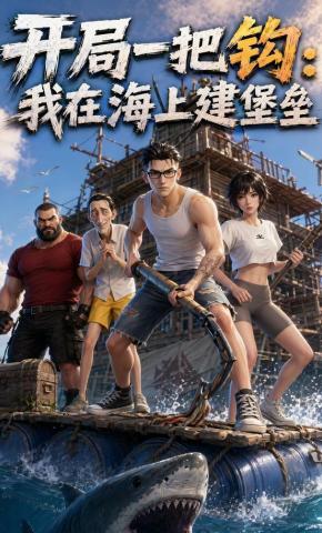 短剧《开局一把钩：我在海上建堡垒》海报