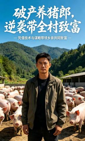 短剧《破产养猪郎，逆袭带全村致富》海报