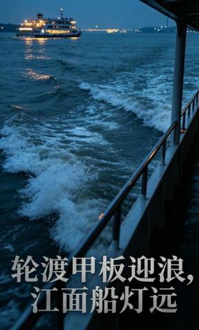 短剧《轮渡甲板迎浪，江面船灯远》海报