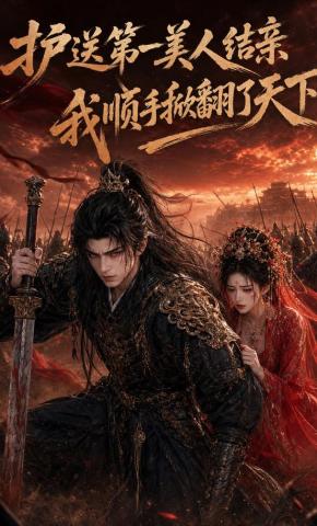 短剧《护送第一美人结亲，我顺手掀翻了天下》海报
