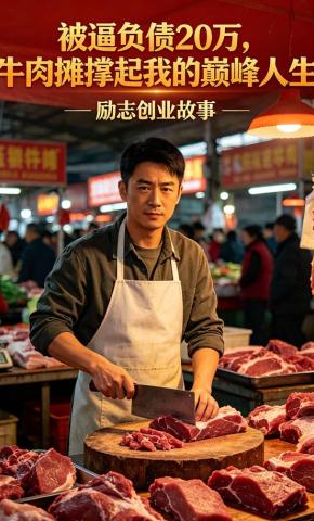短剧《被逼负债20万，牛肉摊撑起我的巅峰人生》海报