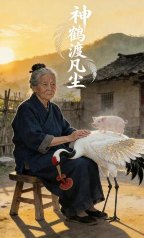 短剧《神鹤渡凡尘》海报