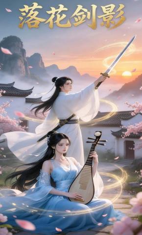 短剧《落花剑影》海报
