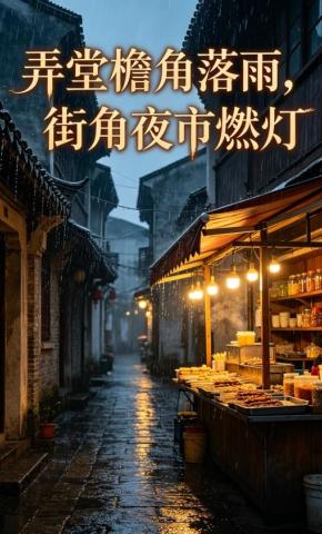 短剧《弄堂檐角落雨，街角夜市燃灯》海报