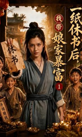短剧《一纸休书后，我带娘家暴富1》海报