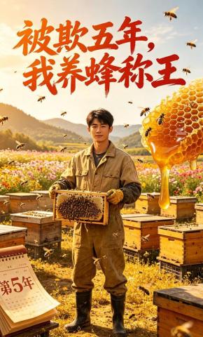 短剧《被欺五年，我养蜂称王》海报