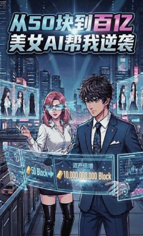 短剧《从50块到百亿：美女AI帮我逆袭》海报