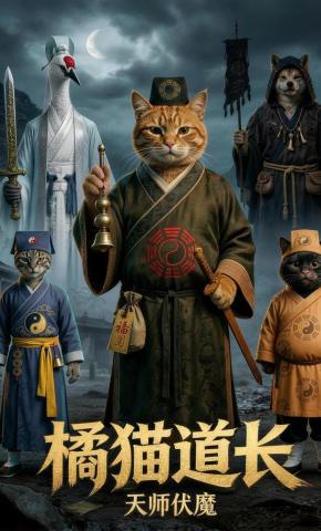 短剧《橘猫道长之天师伏魔》海报