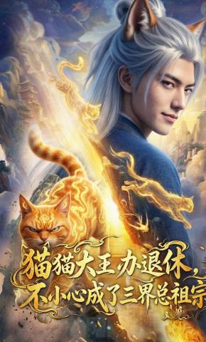 短剧《猫猫大王办退休，不小心成了三界总祖宗》海报