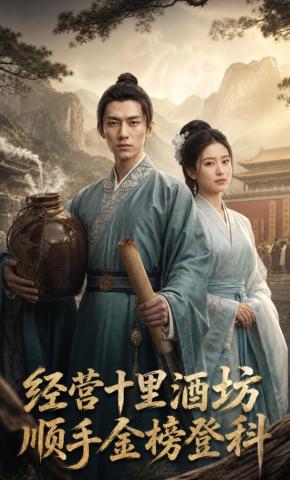 短剧《经营十里酒坊，顺手金榜登科》海报