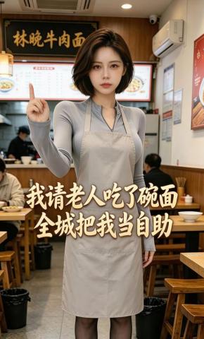 短剧《我请老人吃了碗面全城把我当自助》海报