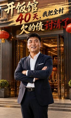 短剧《开饭馆40天，我把全村欠的债讨清了》海报