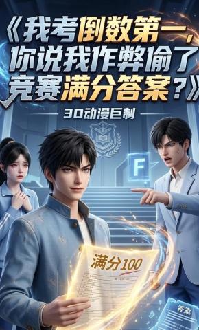 短剧《我考倒数第一，你说我作弊偷了竞赛满分答案》海报