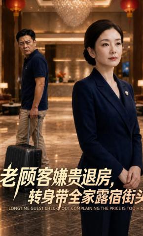 短剧《老顾客嫌贵退房，转身带全家露宿街头》海报