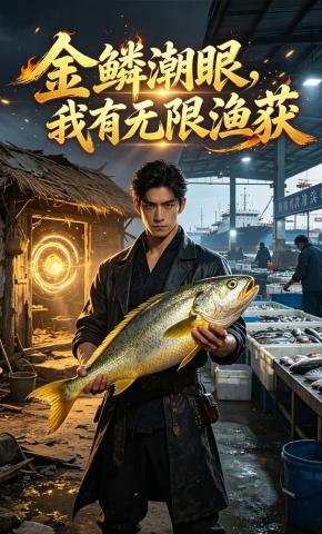 短剧《金鳞潮眼，我有无限渔获》海报