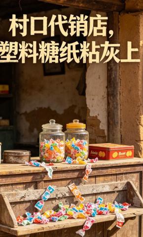 短剧《村口代销店，塑料糖纸粘灰上》海报