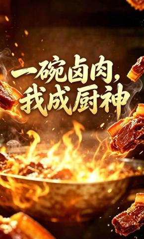 短剧《一碗卤肉，我成厨神》海报