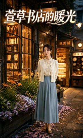 短剧《萱草书店的暖光》海报