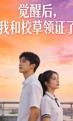 短剧《觉醒后，我和校草领证了》海报