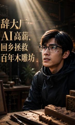 短剧《辞大厂 AI 高薪，回乡拯救百年木雕坊》海报