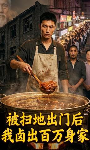 短剧《被扫地出门后，我卤出百万身家》海报