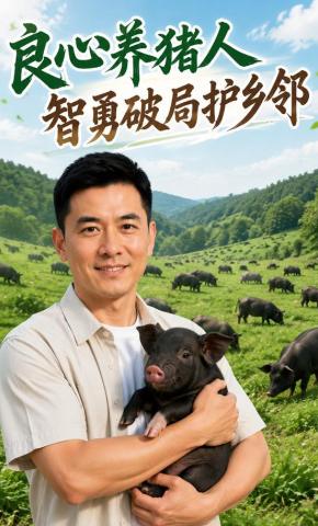 短剧《良心养猪人：智勇破局护乡邻》海报
