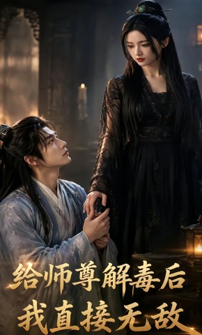 短剧《给师尊解毒后，我直接无敌》海报