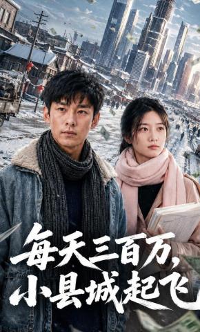 短剧《每天三百万，小县城起飞》海报